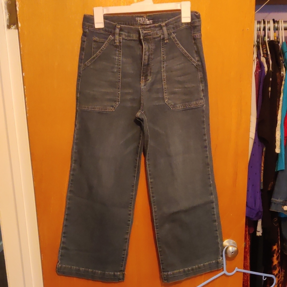 Time and Tru Blue High Rise Wide Leg Jeans